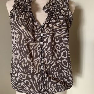 LOFT 100% Cotton Brown & Cream Animal Print Tank